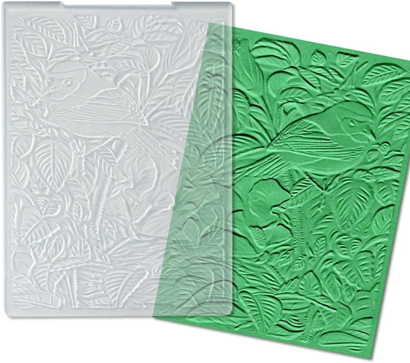 ALIBBON 3D Textured Spring Bird Background Embossing Folders for Card Making, Leaves Background Template Folders for DIY Scrapbooking Paper Craft Photo Album Decorations - Image 1